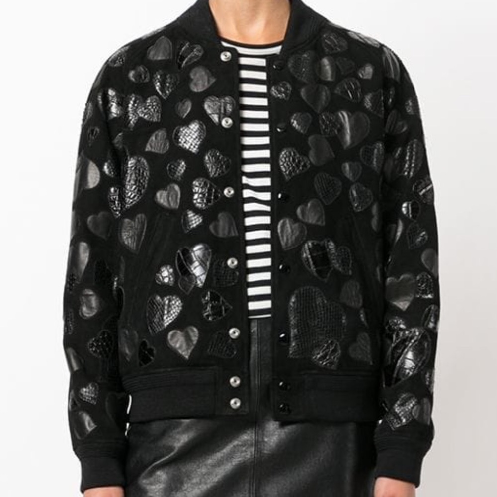 Saint Laurent Black Heart Bomber Jacket YSL
